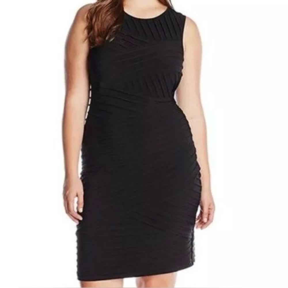 Calvin Klein black ribber ruffle sleeveless sheath women’s dress size 14.